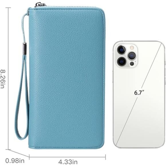 New Womens Wallet RFID Blocking Leather Zip Around Wallet Large Capacity - Picture 5 of 6